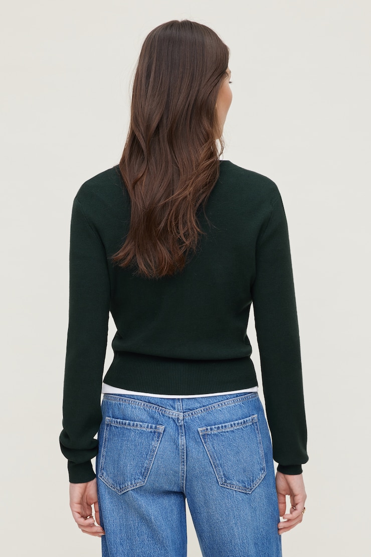 Rebecca Crewneck Cardigan Scarab Green large