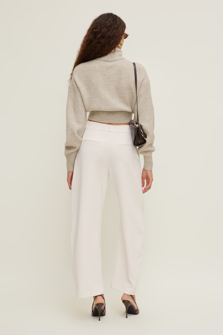 Pantalon à jambe ballon et taille mi-haute Andie Blanc cassé apaisant large