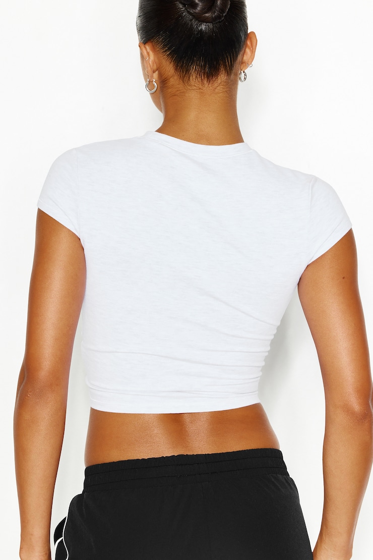 StretchTerry™ Cropped Crewneck Top, Spring Grey Mix, large