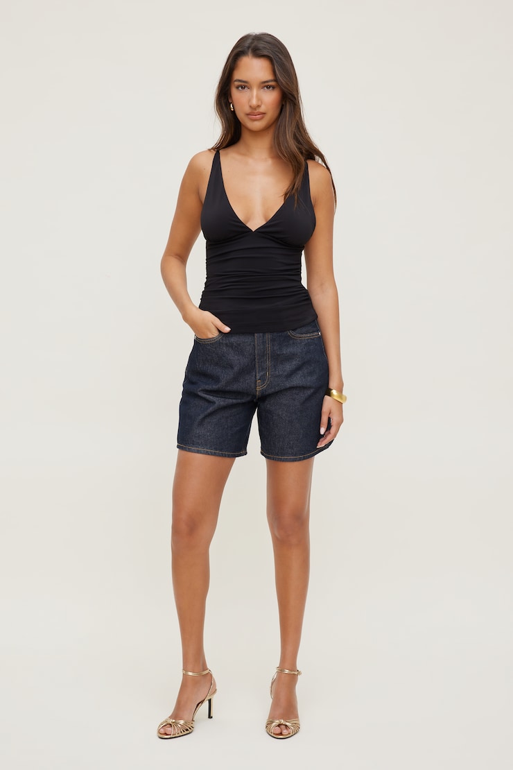 Sculpt V Neck Tank Top Jet Black large