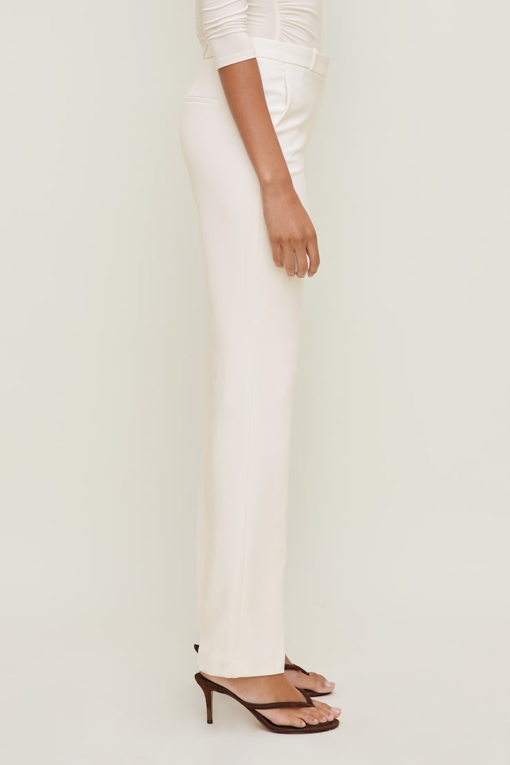 High Rise Slim Straight Leg Pants CALMING WHITE large