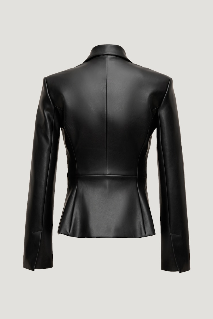 Fitted Faux Leather Blazer