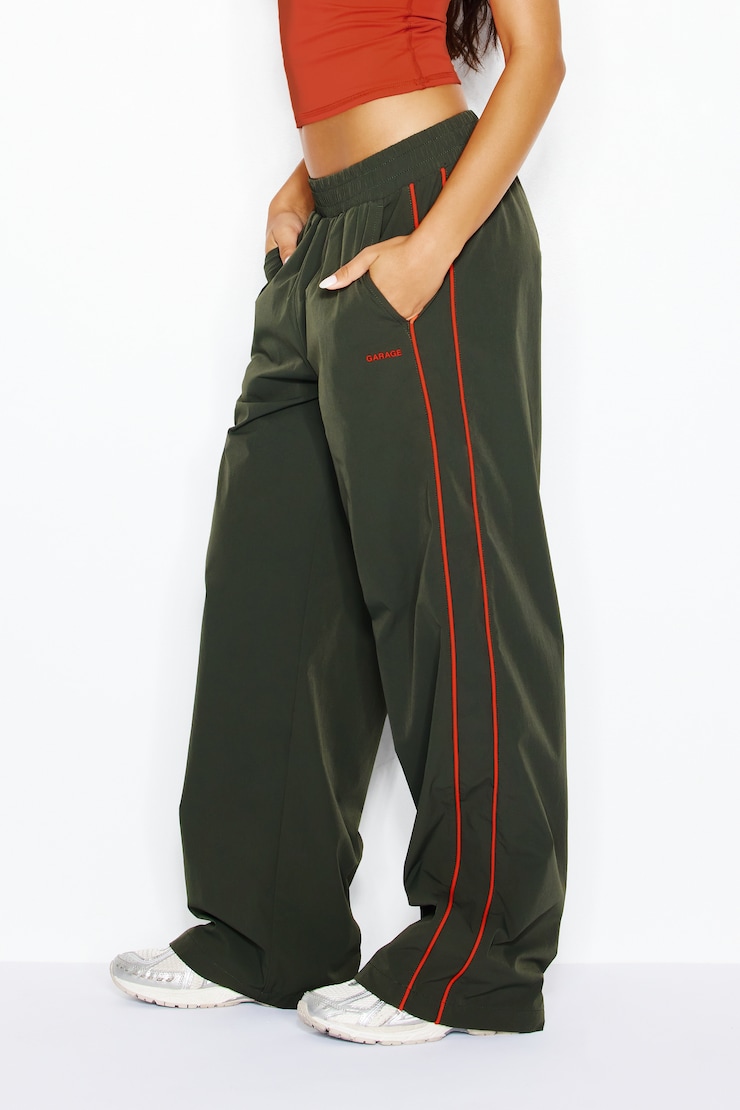Studio Track Pants, Olive Obsession/Spice Paloma Orange, large