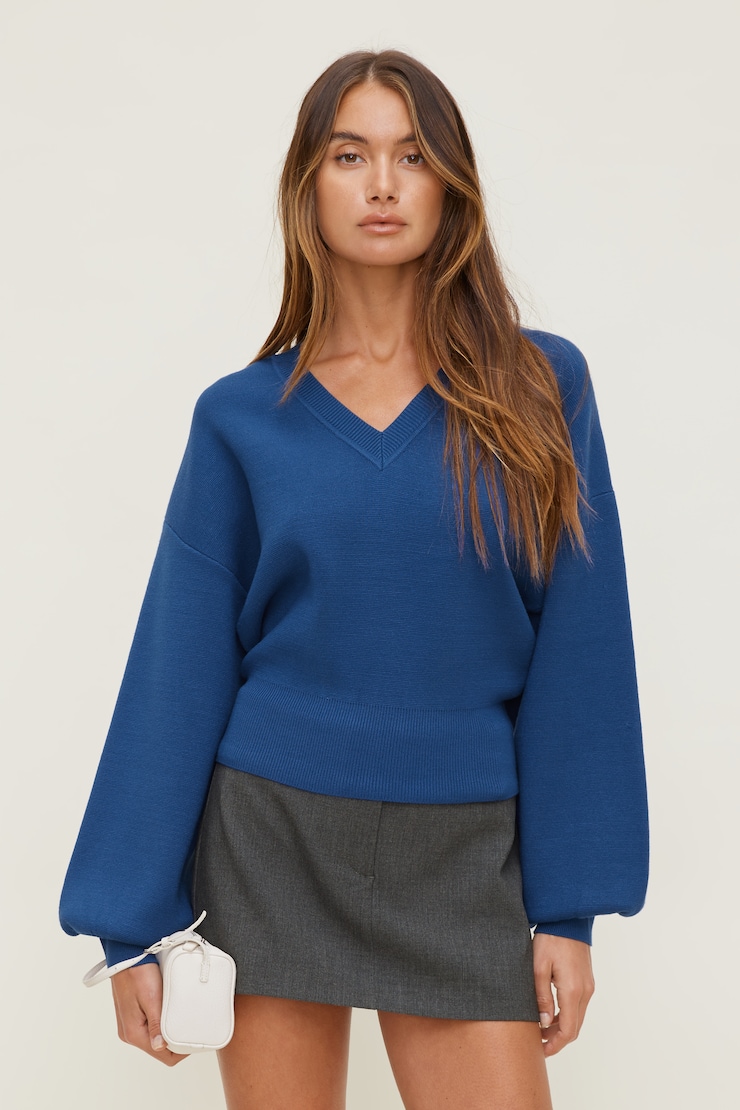 Cinched V Neck Sweater