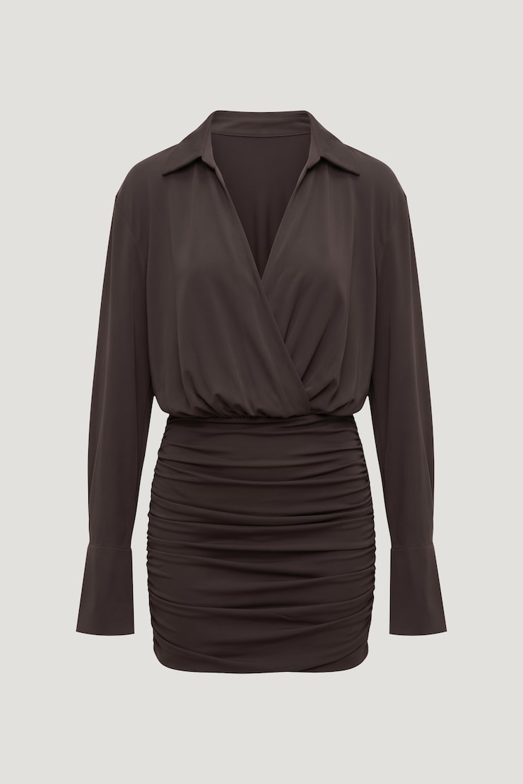 Sculpt Mini Shirt Dress Java Brown large