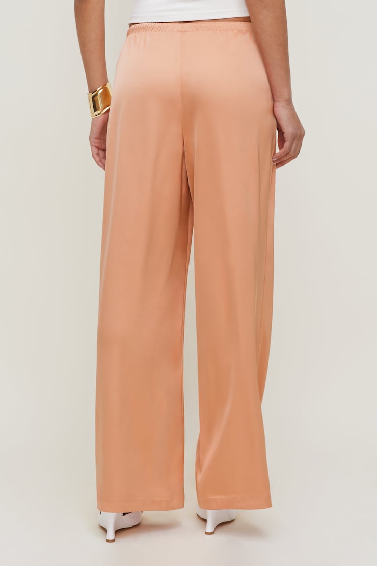 Leo Satin Wide Leg Pants Dusty Coral Orange large
