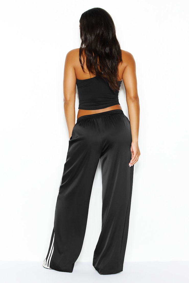 Satin Pants, Noir encre/Blanc, large