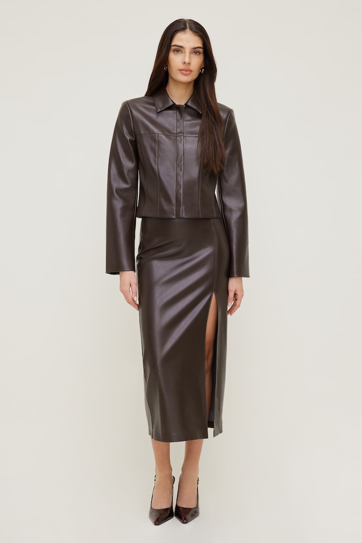 Marlow Faux Leather Midi Skirt