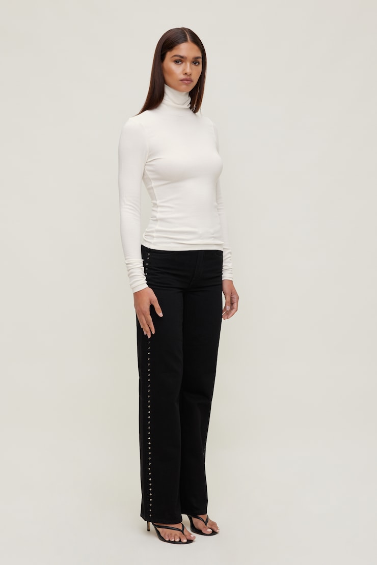 Fitted Turtleneck Top Calming Off White large