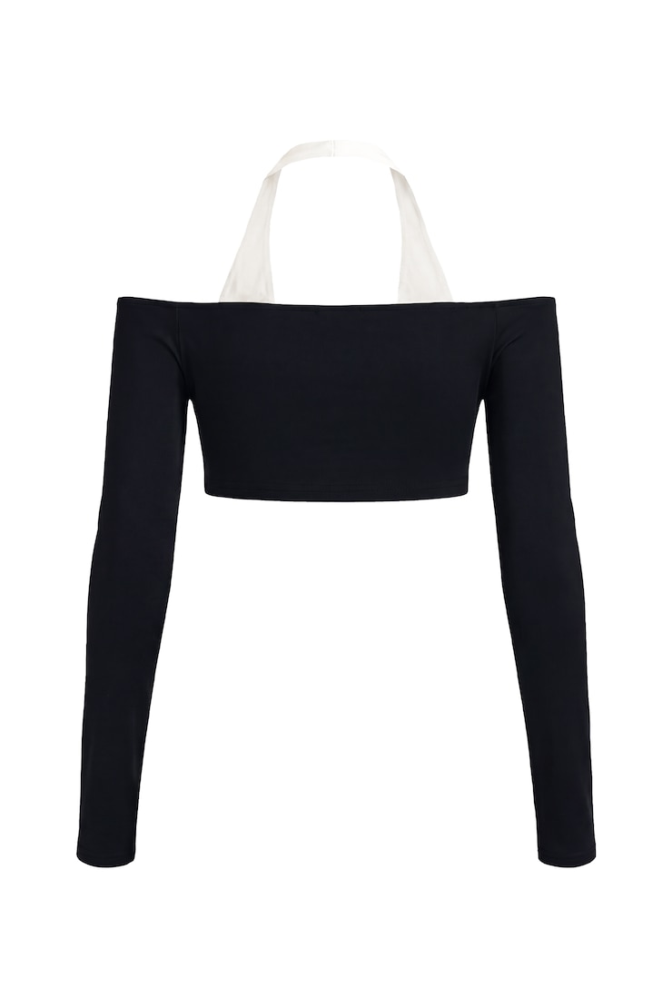 Active Double Layer Micro Top, Jet Black/Coconut Whip Beige, large