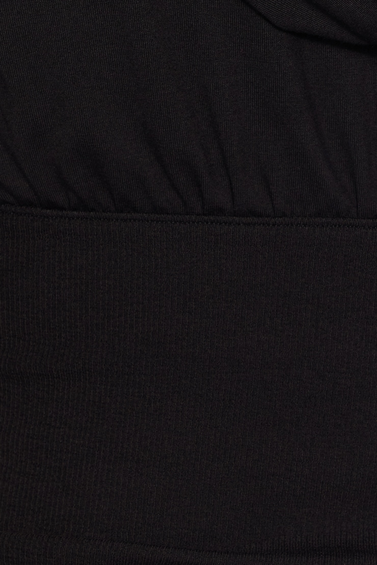 Plunge Hooded Long Sleeve Top, Jet Black, large