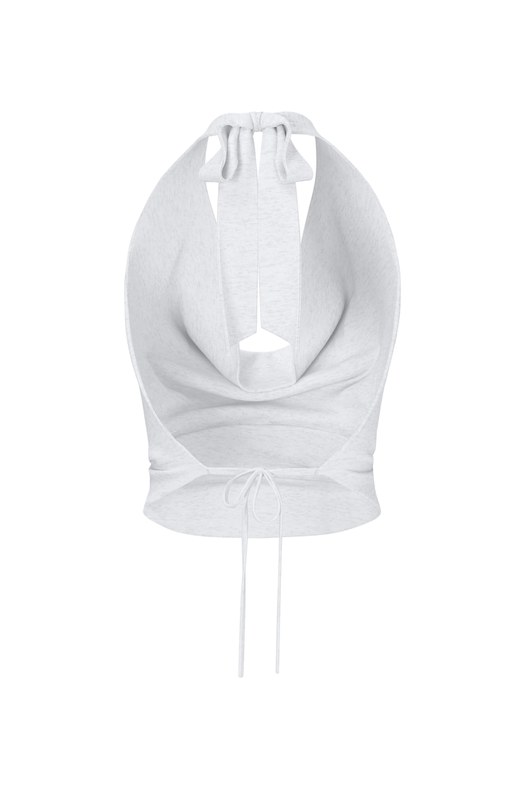 Smooth Open Back Cowl Top, Spring Grey Mix, large
