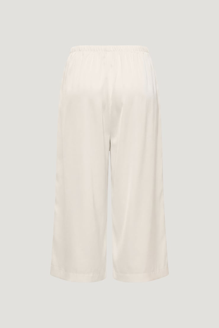 Pantalon capri en satin Leo Crème sel de mer large