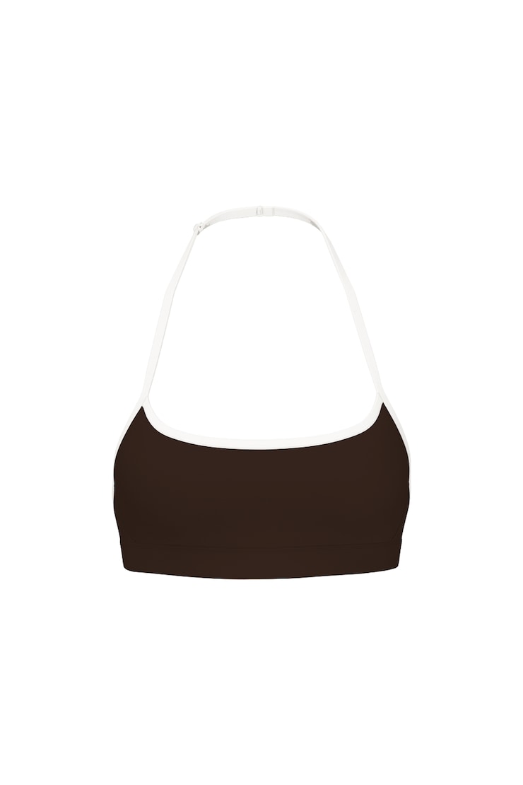 Active Micro Halter Top, Armadillo Brown/Snow White, large