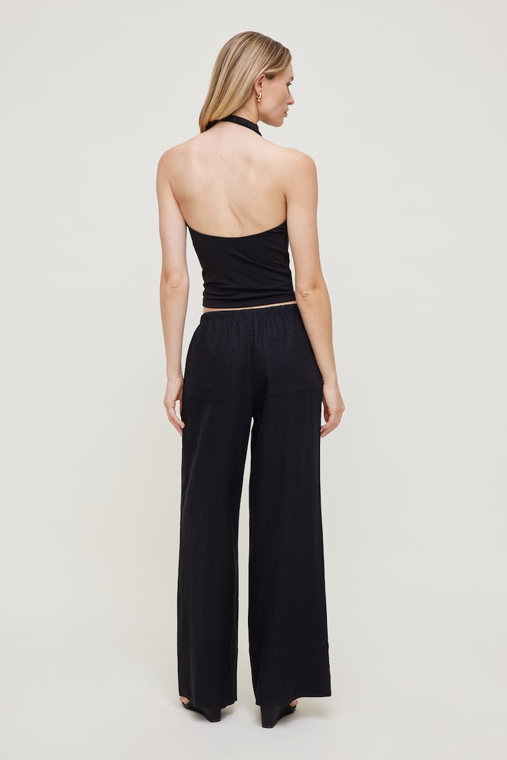 Leo Linen Wide Leg Pants Linen Jet Black large