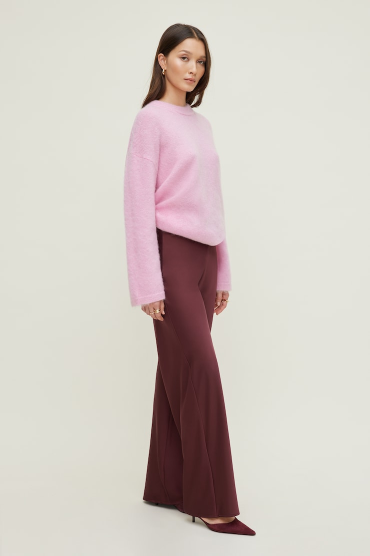 Izzy Wide Leg Satin Pants Zinfandel Burgundy large