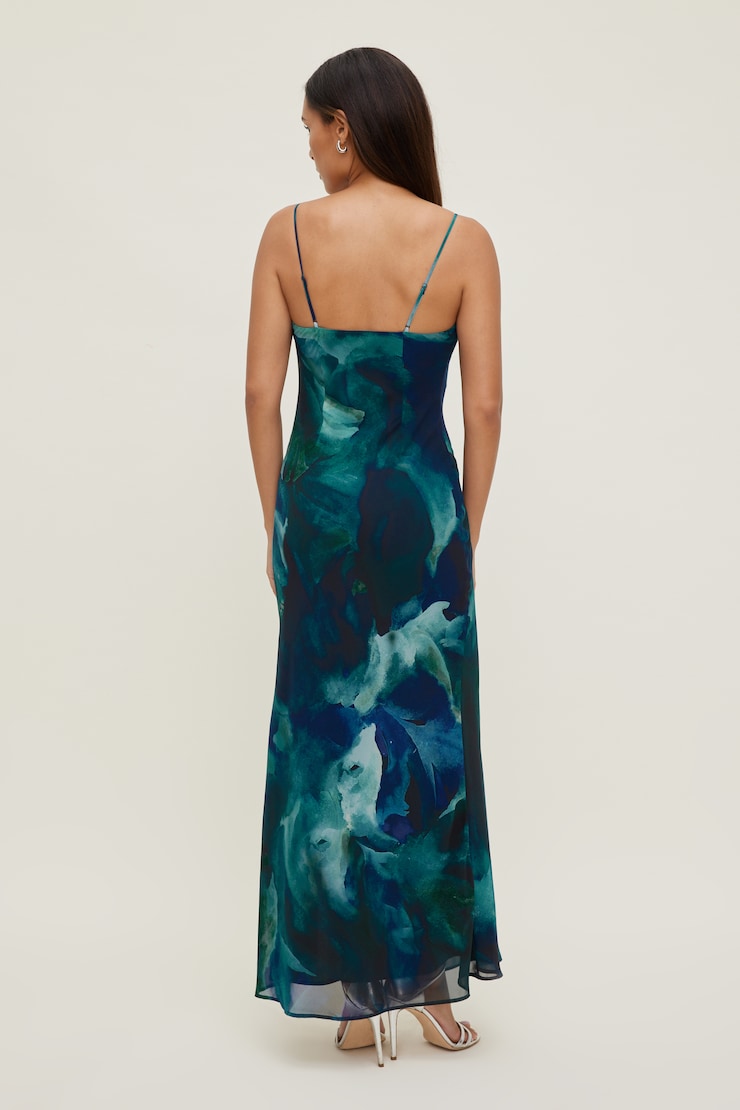 Lucia Maxi Slip Dress Blue Abstract large