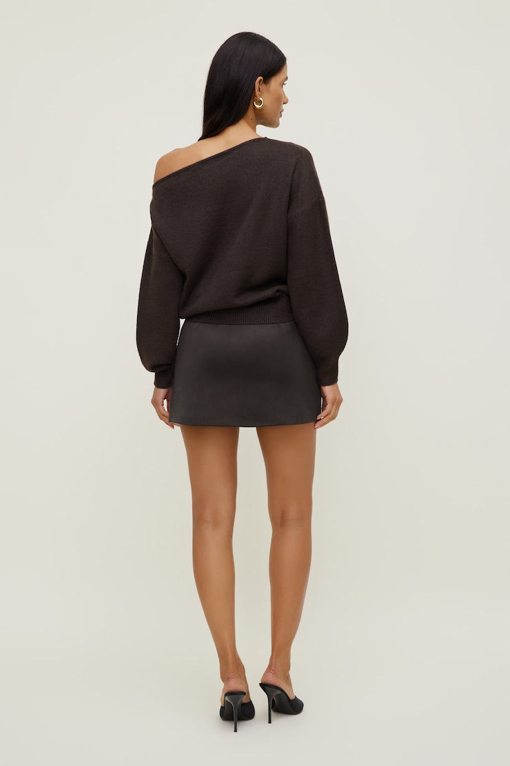 Lola Off Shoulder Sweater Java Brown large