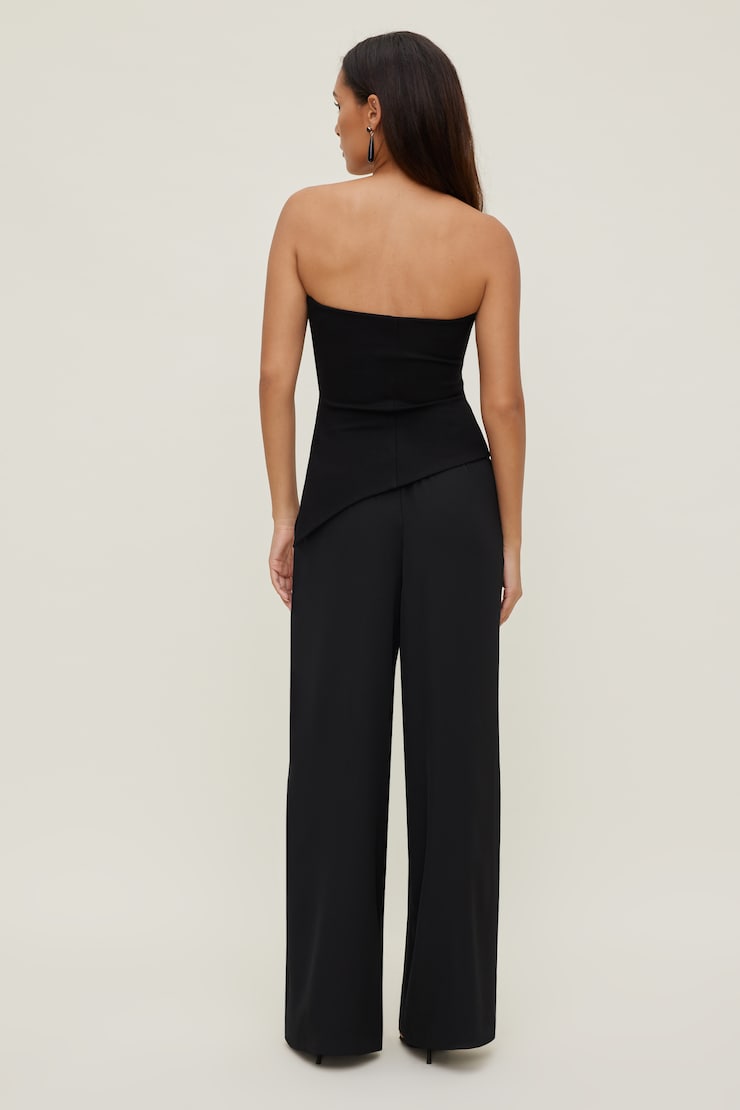 Asymmetric Ponte Tube Top Jet Black large
