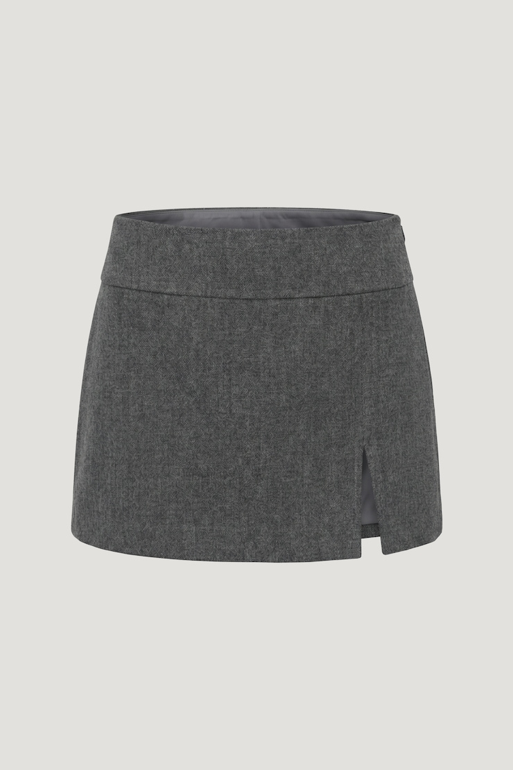 Slit Mini Skirt Grey Brushed Twill large