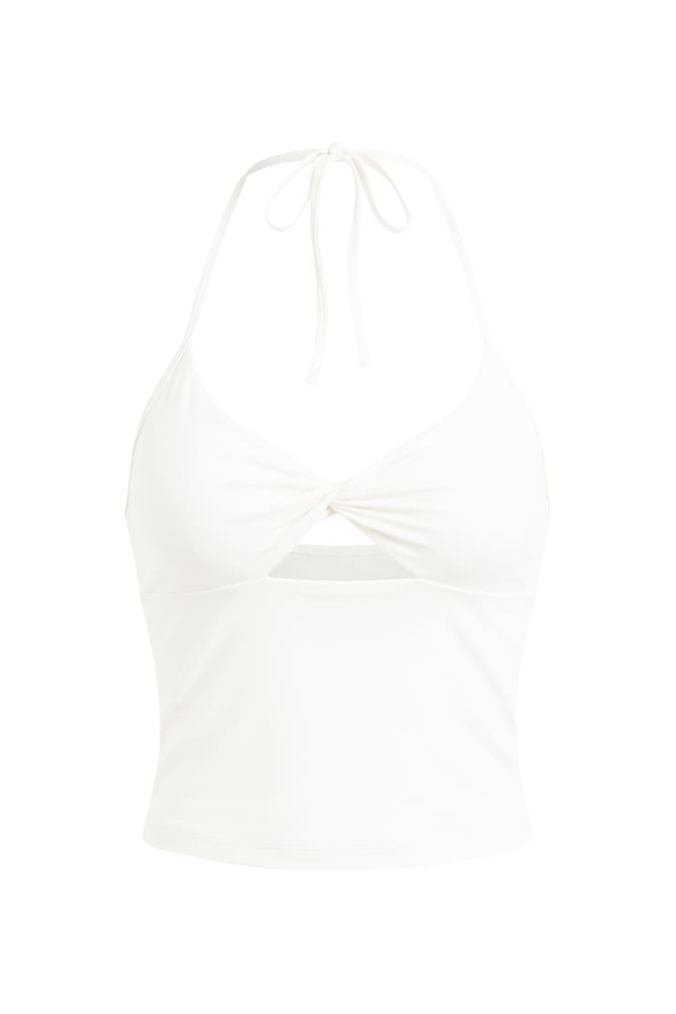 Baretouch Twist Halter Top, Bright White, large