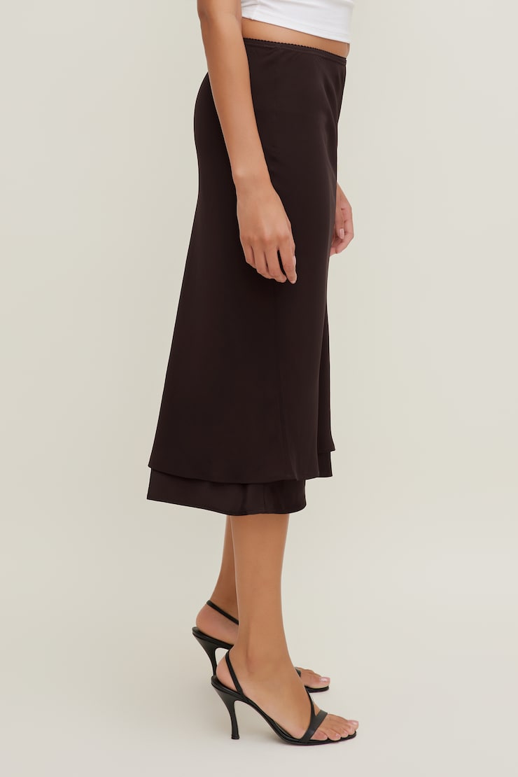 Georgette Satin Midi Skirt Cherry Lacquer Burgundy large