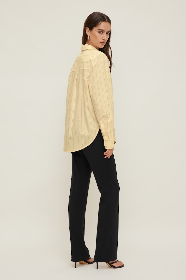 Isla Poplin Shirt Yellow / Grey / White Stripes large