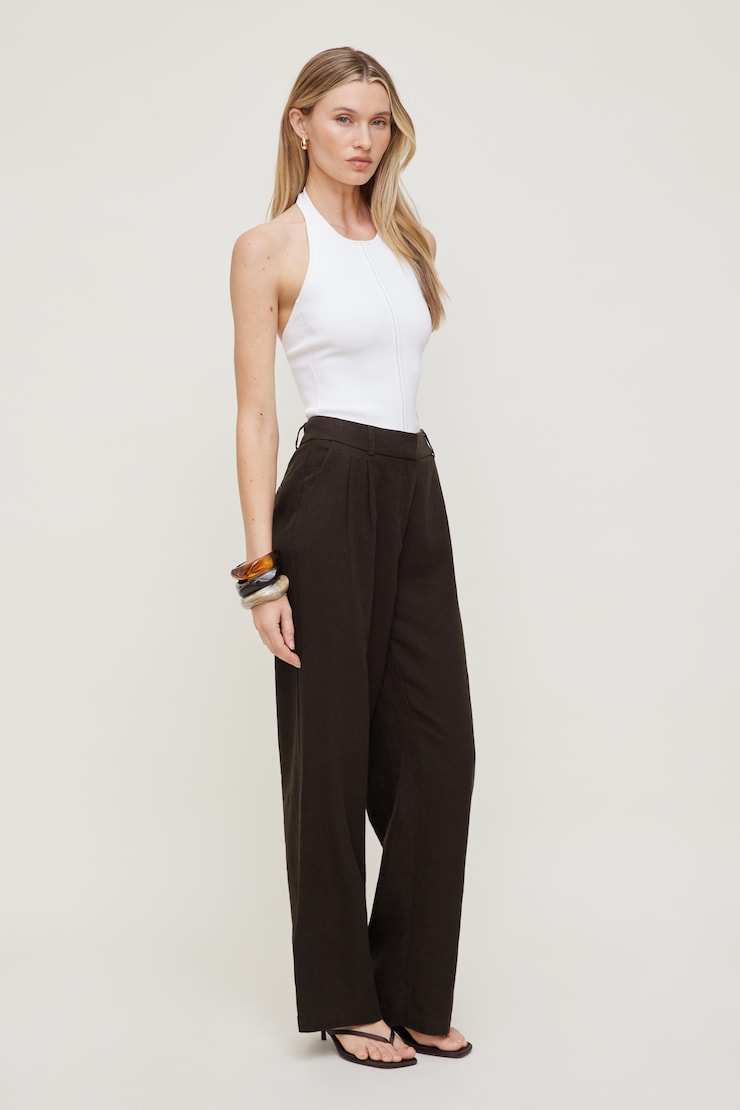 Alex Linen Wide Leg Pants Chocolate Torte Brown large