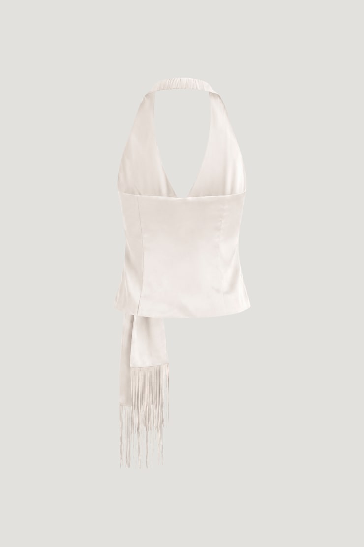 Fringe Satin Top Sea Salt Cream large