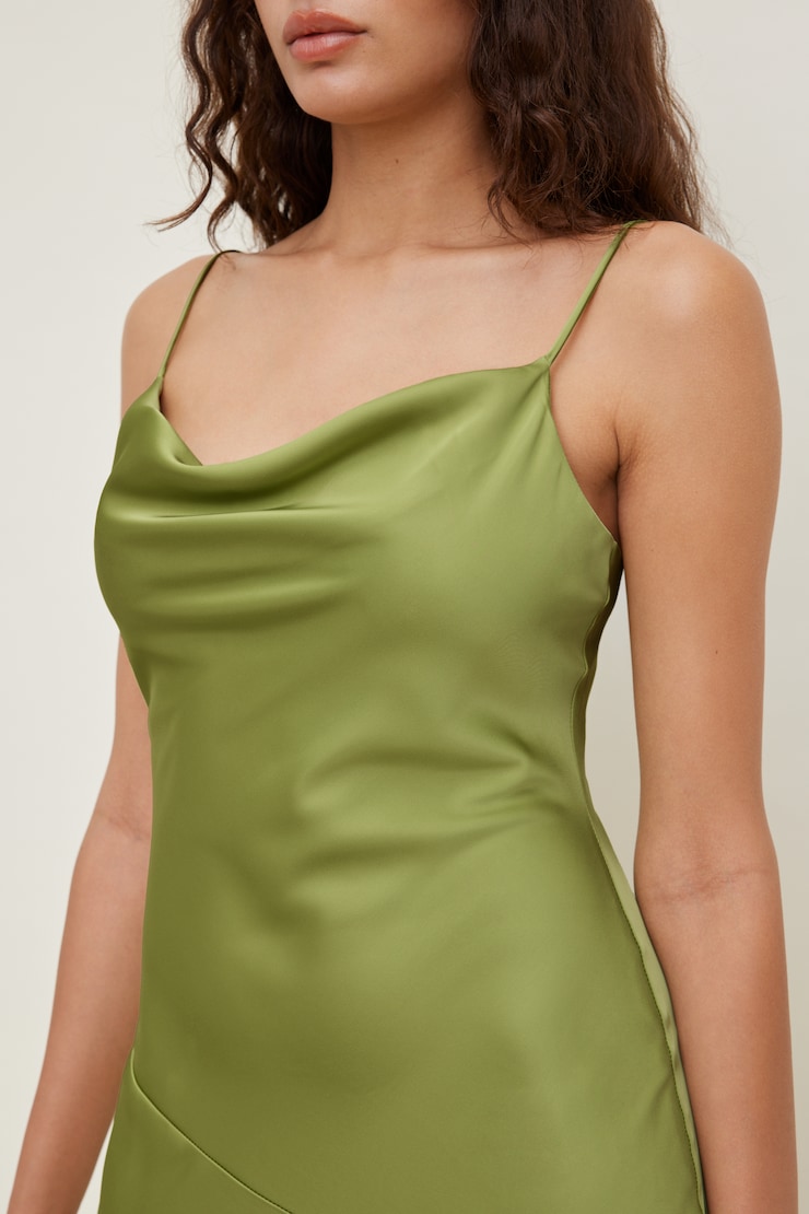 Lucia Satin Maxi Slip Dress Fern Green large