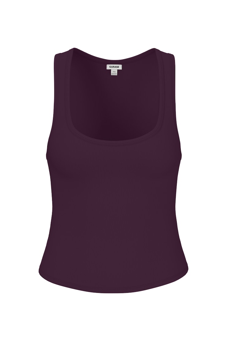 SnatchRib Scoop Tank Top, Wild Berry Maroon, large