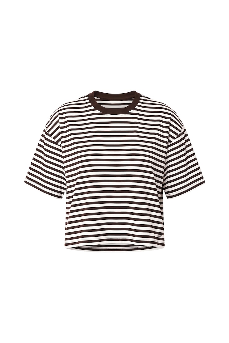 Fluid Crewneck T-Shirt, Armadillo Brown/White Stripes, large