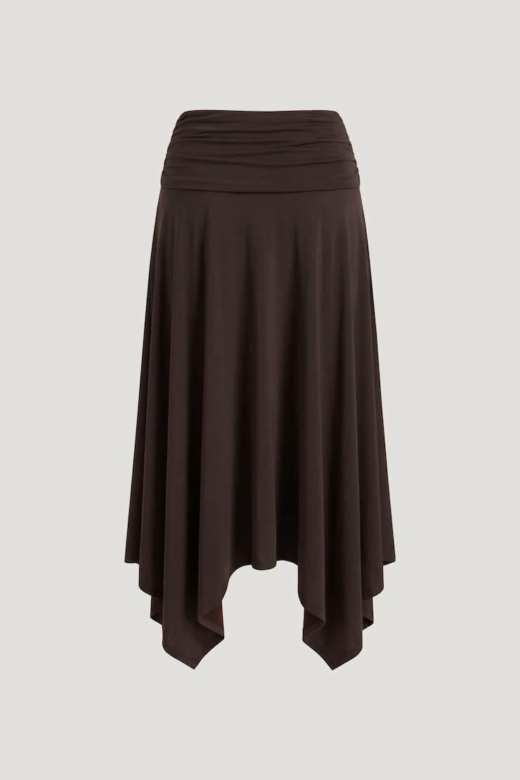 Jupe midi asymétrique sculptante Brun café large