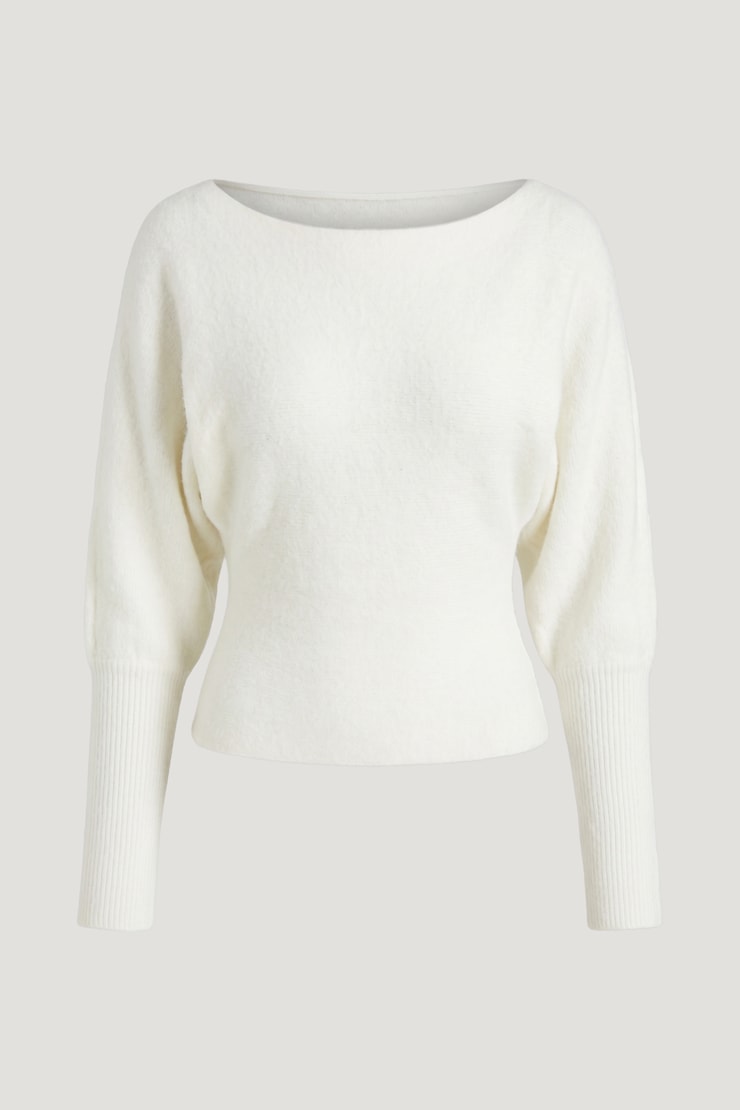 Cinched Boat Neck Sweater Snow White large