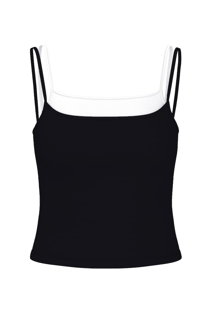 Sleek Double Layer Cami Top Black | Garage