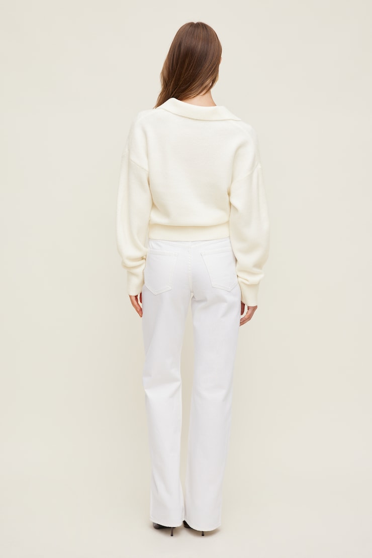 Audrey Cinched Polo Sweater Snow White large
