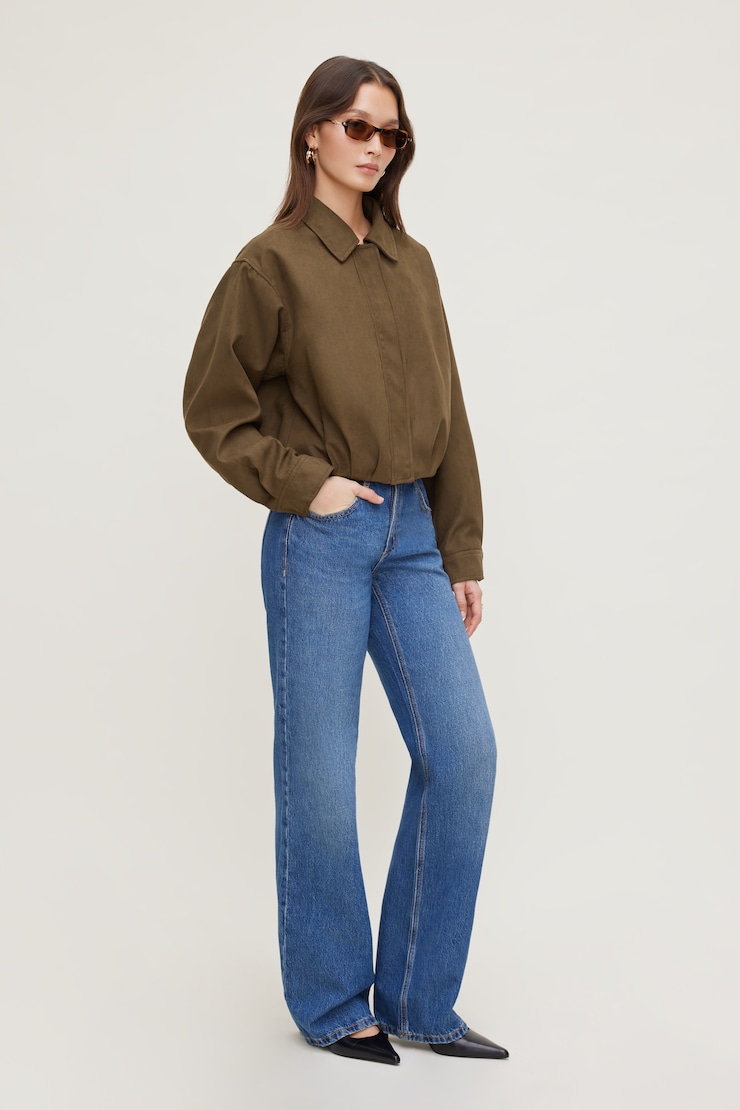 Blouson bouffant en faux suède