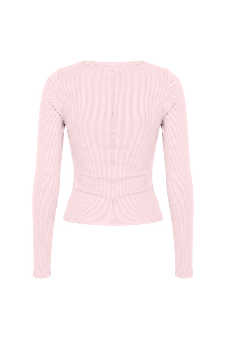 SnatchRib Scoop Neck Longsleeve Top, Pink, large