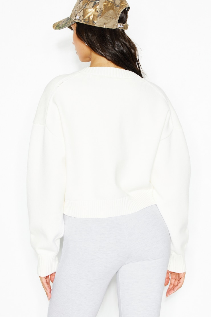 Throwover V-Neck Sweater, Snow White, large