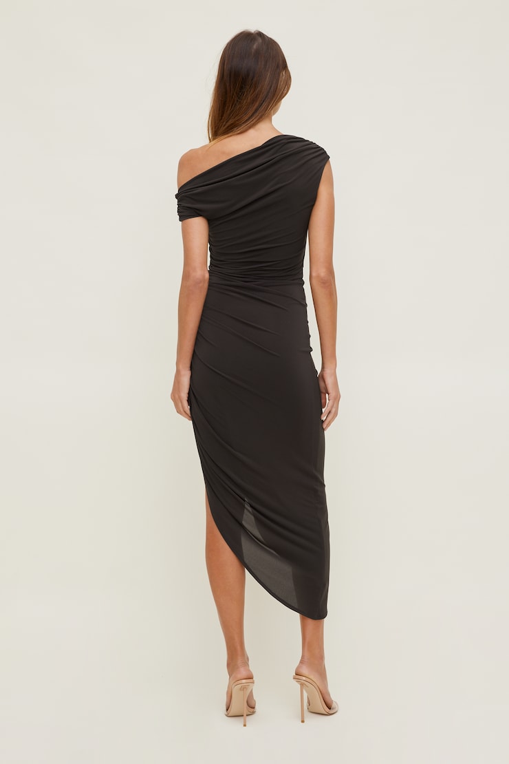Veronica Asymmetric Midi Dress Chocolate Torte Brown large