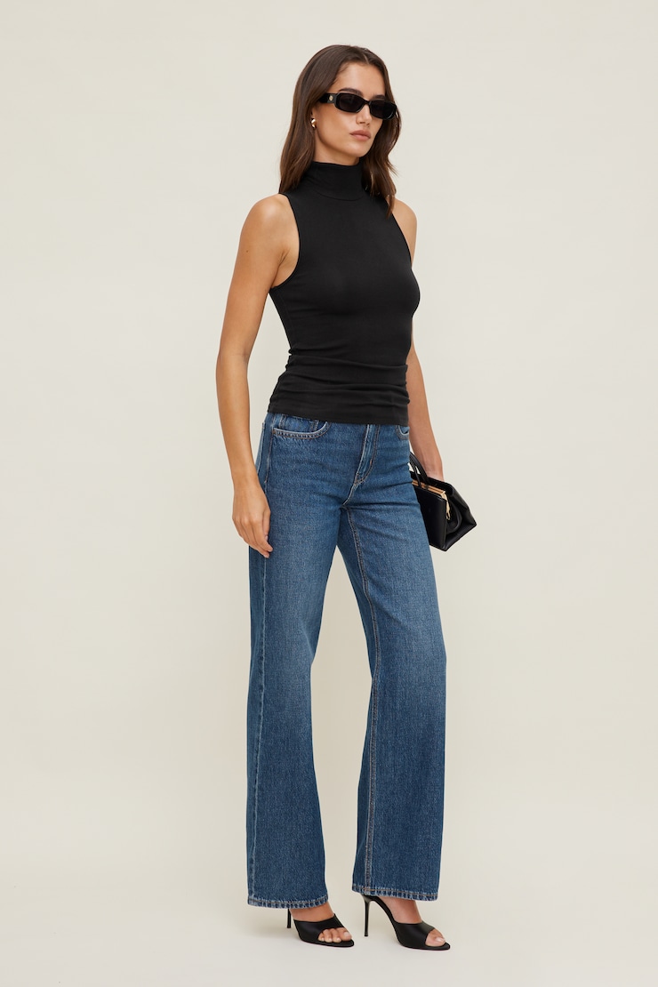 Sleeveless Turtleneck Top Jet Black large