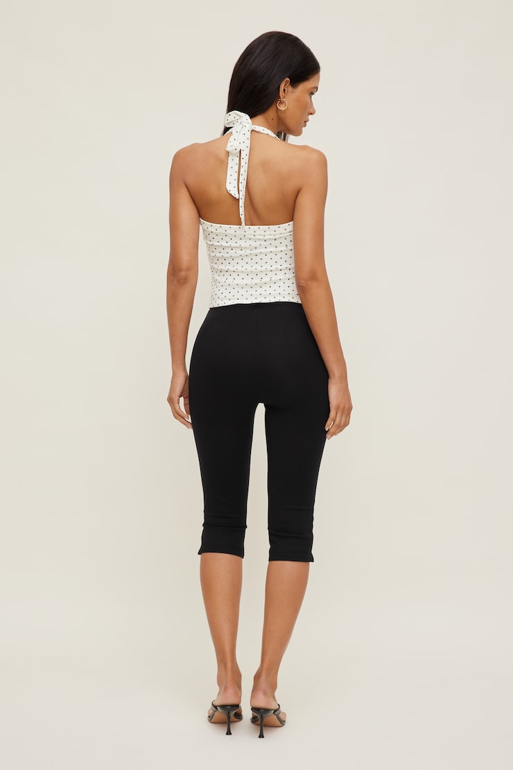 Mesh Halter Top White w/ Black Polka Dots large
