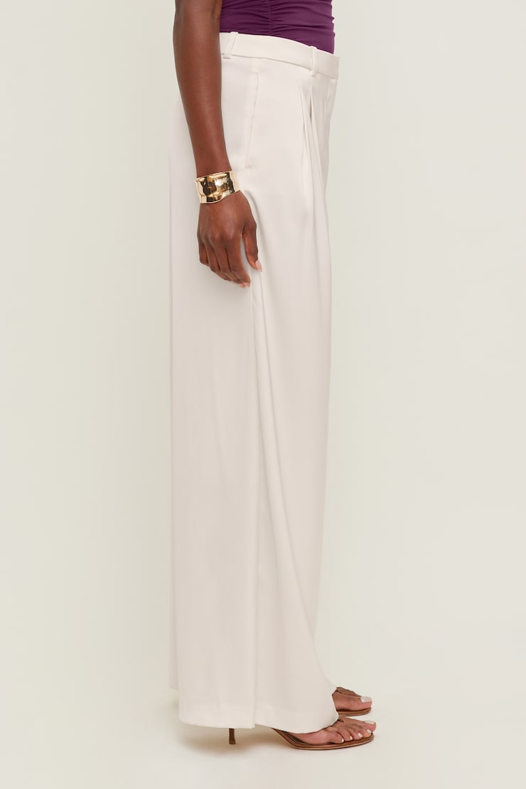 Satin Wide Leg Pants Sea Salt Cream large