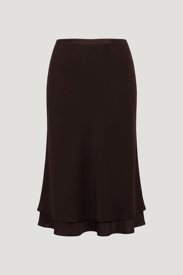 Georgette Satin Midi Skirt Cherry Lacquer Burgundy large
