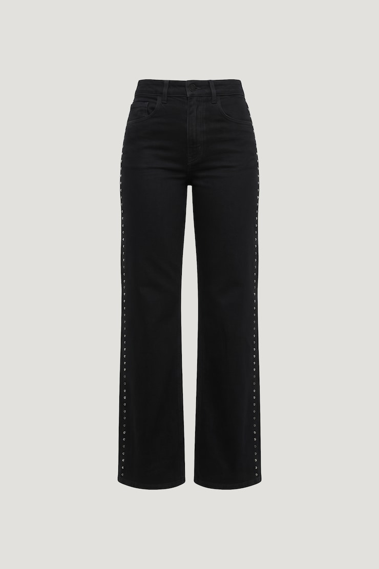 Heidi High Rise Wide Leg Jeans Studded Noir large
