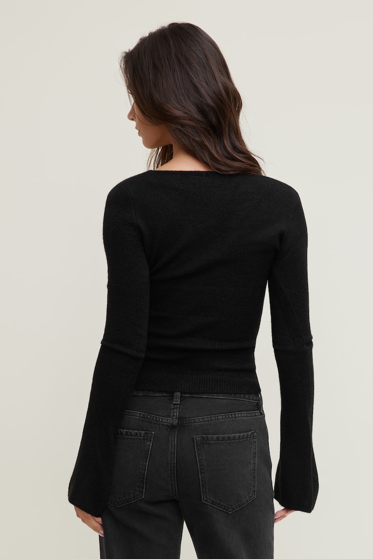Plunge Crossover Sweater Jet Black large