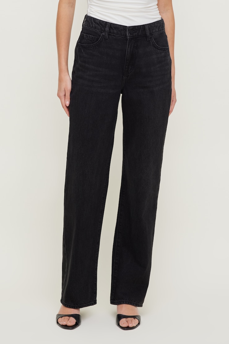 Mika Mid Rise Relaxed Straight Leg Jeans Dark Black / Gunnison large