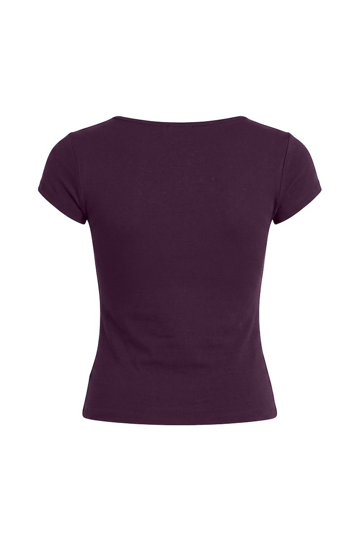 Sleek Plunge T-Shirt, Wild Berry Maroon, large