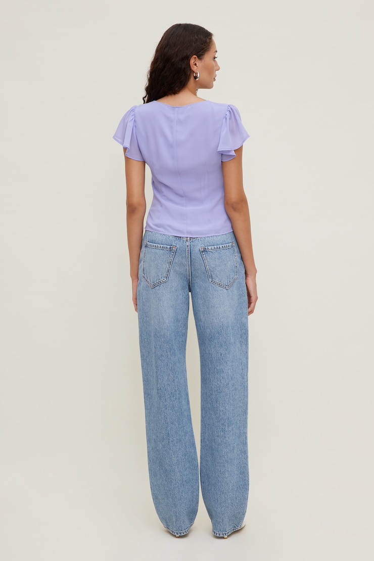 Flutter Sleeve Blouse Sweet Lavender Purple large