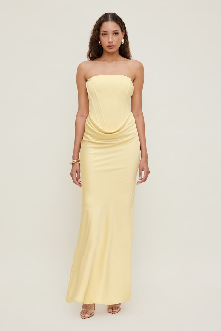 Blaire Corset Maxi Dress Pale Yellow large